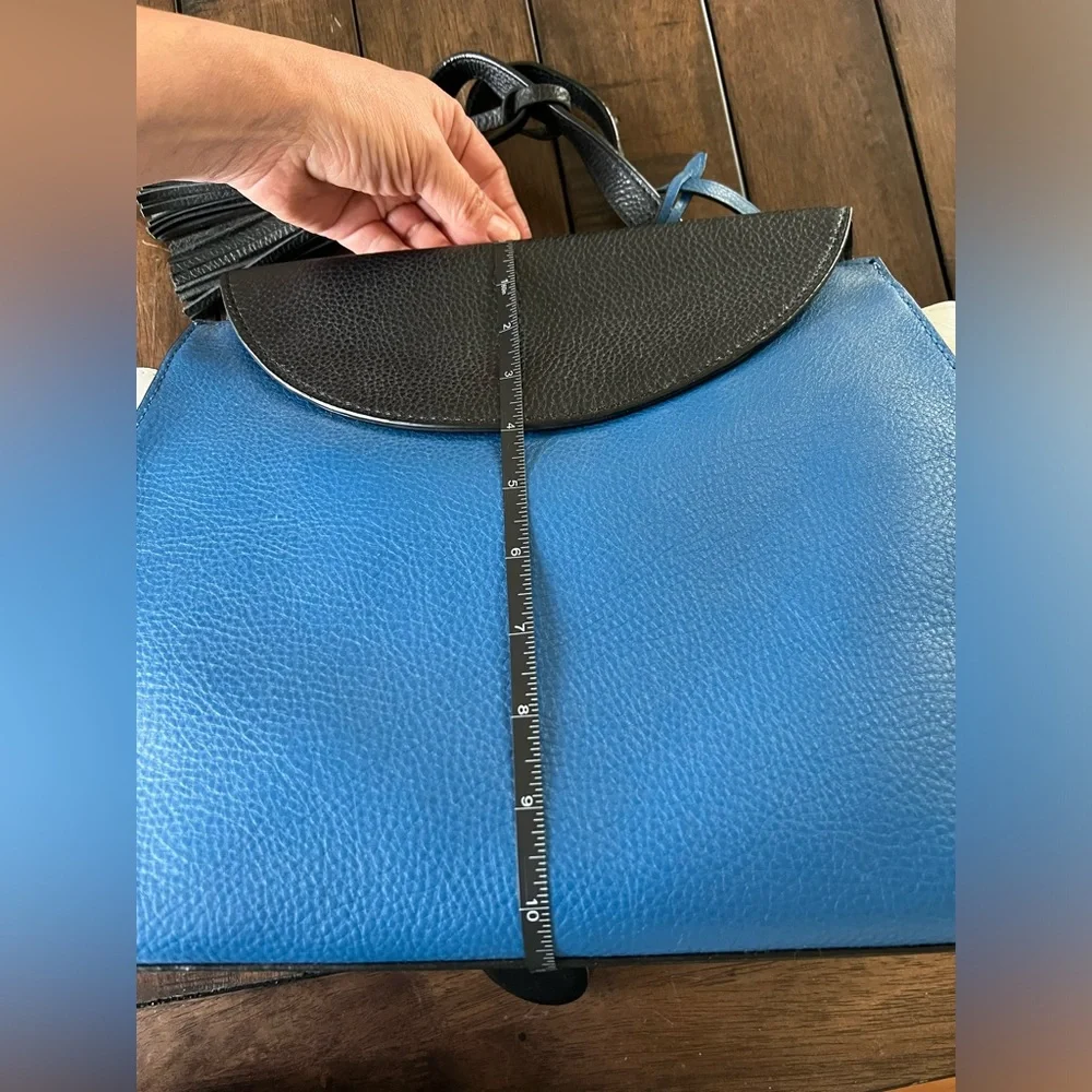 kate spade Blue, Black & White Leather Top-Handle Satchel - Picture 14 of 15